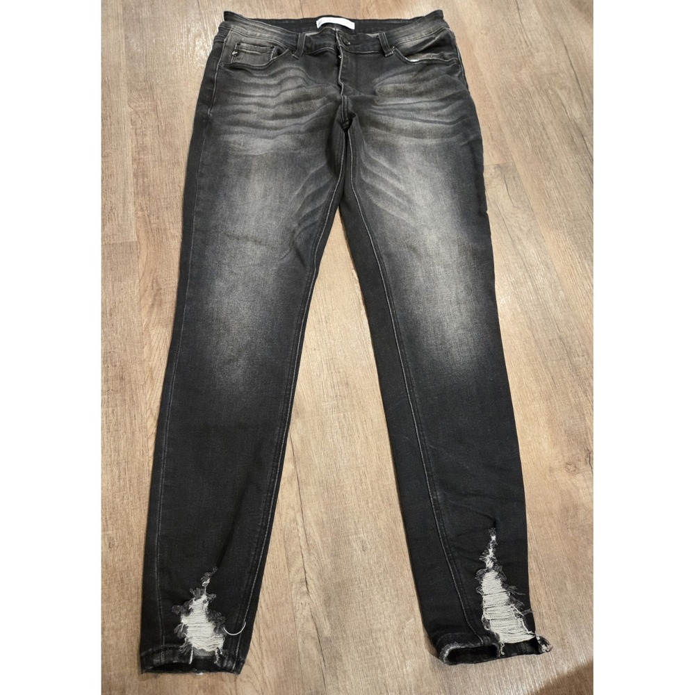 KanCan Maurices Womens Skinny‎ Jeans Black Distressed Hem 117920 Size 30